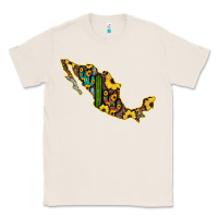 Natural Guerrero Mexico Serape Cactus Sunflower Map Classic Tee - RanaPortraitStore