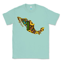 Seafoam Guerrero Mexico Serape Cactus Sunflower Map Classic Tee - RanaPortraitStore