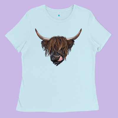 Black Highland Cow Ladies Tee Designed By Ranaportraitstore