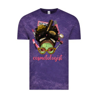 Cloud Purple Afro Messy Bun Cosmetologist Vintage Tee - BundleAndBundleShop