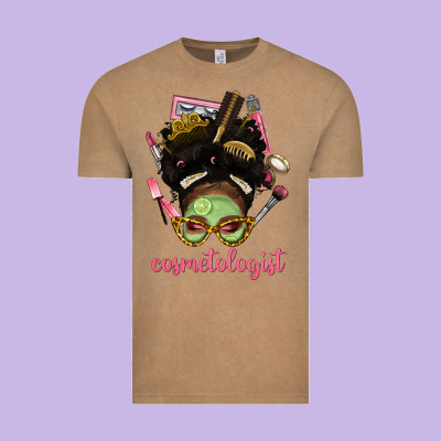 Afro Messy Bun Cosmetologist Vintage Tee Designed By Bundleandbundleshop