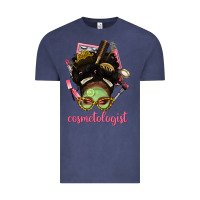 Vintage Denim Afro Messy Bun Cosmetologist Vintage Tee - BundleAndBundleShop