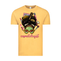 Vintage Mustard Afro Messy Bun Cosmetologist Vintage Tee - BundleAndBundleShop