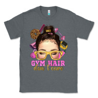 Charcoal Heather Messy Bun Gym Hair Don't Care Bbs Classic Tee - BundleAndBundleShop