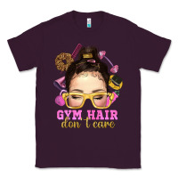 Plum Messy Bun Gym Hair Don't Care Bbs Classic Tee - BundleAndBundleShop