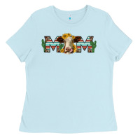 Baby Blue sunflower hereford cattle and cactus  mom Ladies Tee - Jasminsmagicworld