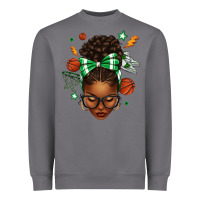 Storm Afro Messy Bun Basketball Green Bow Heavyweight Sweatshirt - texasbilliewilder
