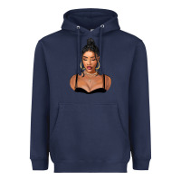Navy black woman Heavyweight Hoodie - FaDigitalArtStudio