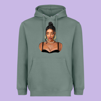 Black Woman Heavyweight Hoodie Designed By Fadigitalartstudio