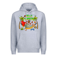 Heather Grey Hello Summer Premium Hoodie - CowCowDesign