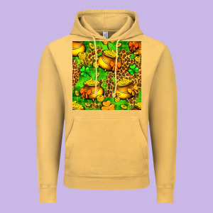 St. Patrick's Pot Of Gold Seamless Pattern Vintage Hoodie Designed By Bundleandbundleshop