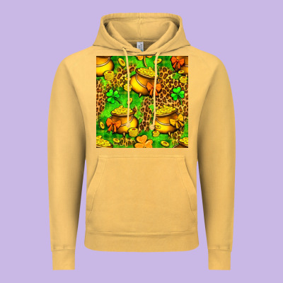 St. Patrick's Pot Of Gold Seamless Pattern Vintage Hoodie Designed By Bundleandbundleshop