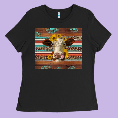 Western Sunflowers Gemstone Heifer Ladies Tee Designed By Jasminsmagicworld