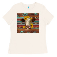 Bone western sunflowers gemstone heifer Ladies Tee - Jasminsmagicworld