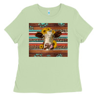Matcha western sunflowers gemstone heifer Ladies Tee - Jasminsmagicworld
