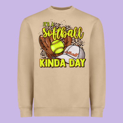 It's A Softball Kinda Day Leopard Heavyweight Sweatshirt Designed By Nancycooperartshop