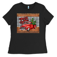 Black merry Christmas truck Ladies Tee - Jasminsmagicworld