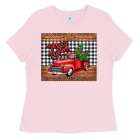 Bubblegum Pink merry Christmas truck Ladies Tee - Jasminsmagicworld