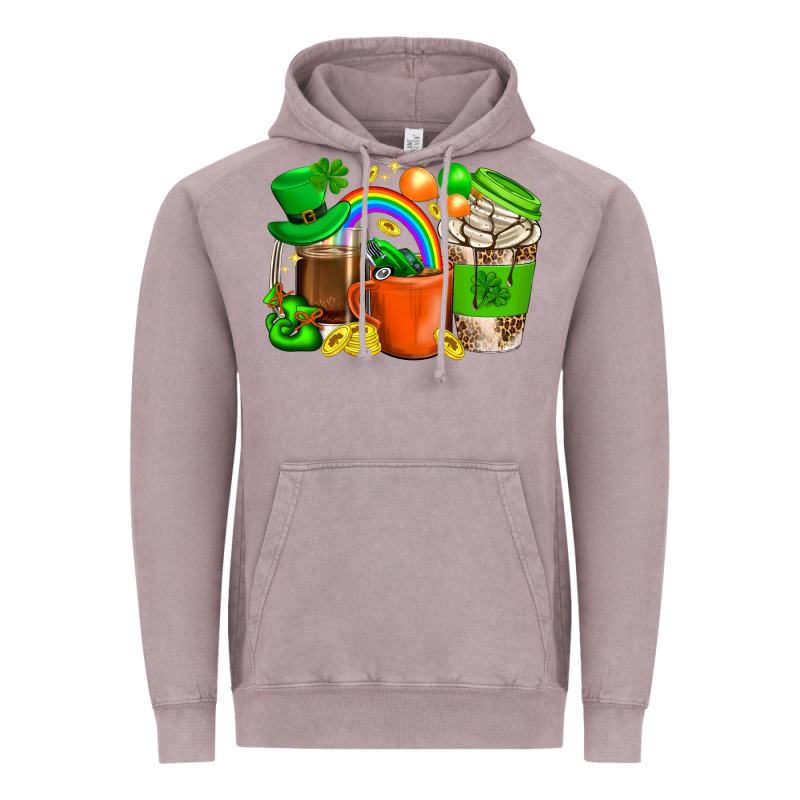 St. Patricks Day Coffee Cups Vintage Hoodie by BundleAndBundleShop | Teevron