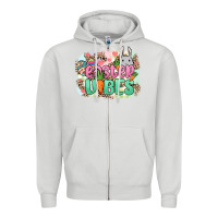 Dove Grey Easter vibes Easter Day Zipper Hoodie - HowdyJamesFarm