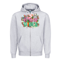 Heather Grey Easter vibes Easter Day Zipper Hoodie - HowdyJamesFarm