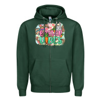 Sports Green Easter vibes Easter Day Zipper Hoodie - HowdyJamesFarm