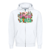 White Easter vibes Easter Day Zipper Hoodie - HowdyJamesFarm