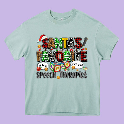 Santas Favorite Speech Therapist Heavy Core Tee Designed By Adodesignshop