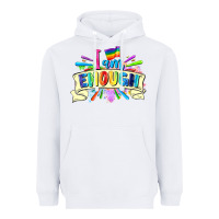 White I am enough Heavyweight Hoodie - FaDigitalArtStudio