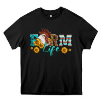 Black Western Farm Life Rooster Head Heavy Core Tee - LillyAllenDesigns