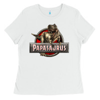 White Papasaurus T-Rex Ladies Tee - LillyAllenDesigns