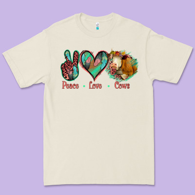 Peace Love Cows Premium Tee Designed By Jasminsmagicworld