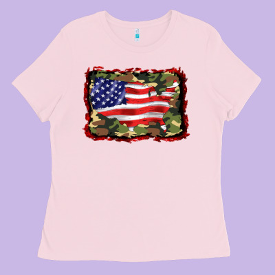 Distressed American Flag Ladies Tee Designed By Barkaloodesign