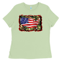 Matcha distressed american flag Ladies Tee - BarkalooDesign