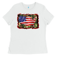 White distressed american flag Ladies Tee - BarkalooDesign