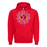 Red Cancer ribbon sunflower Cancer Awareness Zipper Hoodie - HowdyJamesFarm