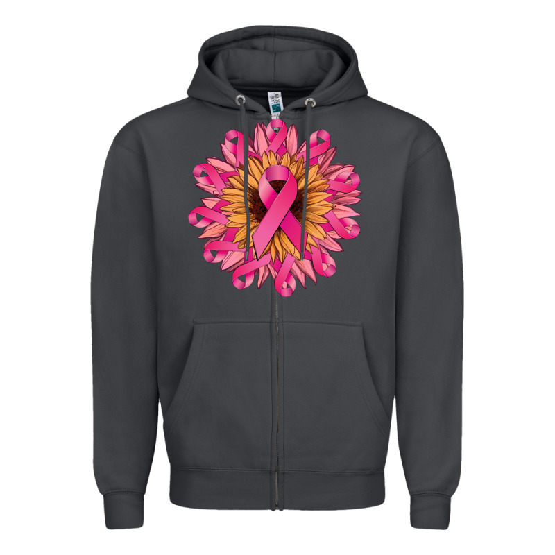 Cancer Ribbon Sunflower Cancer Awareness Zipper Hoodie by HowdyJamesFarm | Teevron