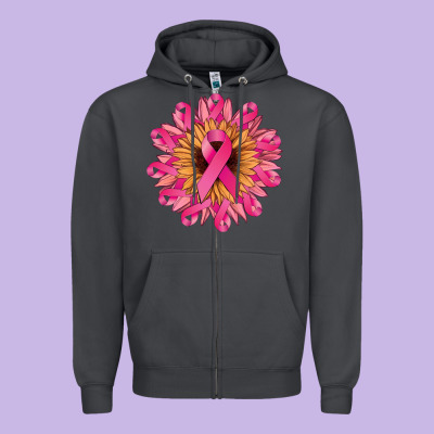 Cancer Ribbon Sunflower Cancer Awareness Zipper Hoodie Designed By Howdyjamesfarm