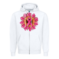 White Cancer ribbon sunflower Cancer Awareness Zipper Hoodie - HowdyJamesFarm