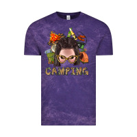 Cloud Purple Camping Braid Hair Woman With Fire Bbs Vintage Tee - BundleAndBundleShop