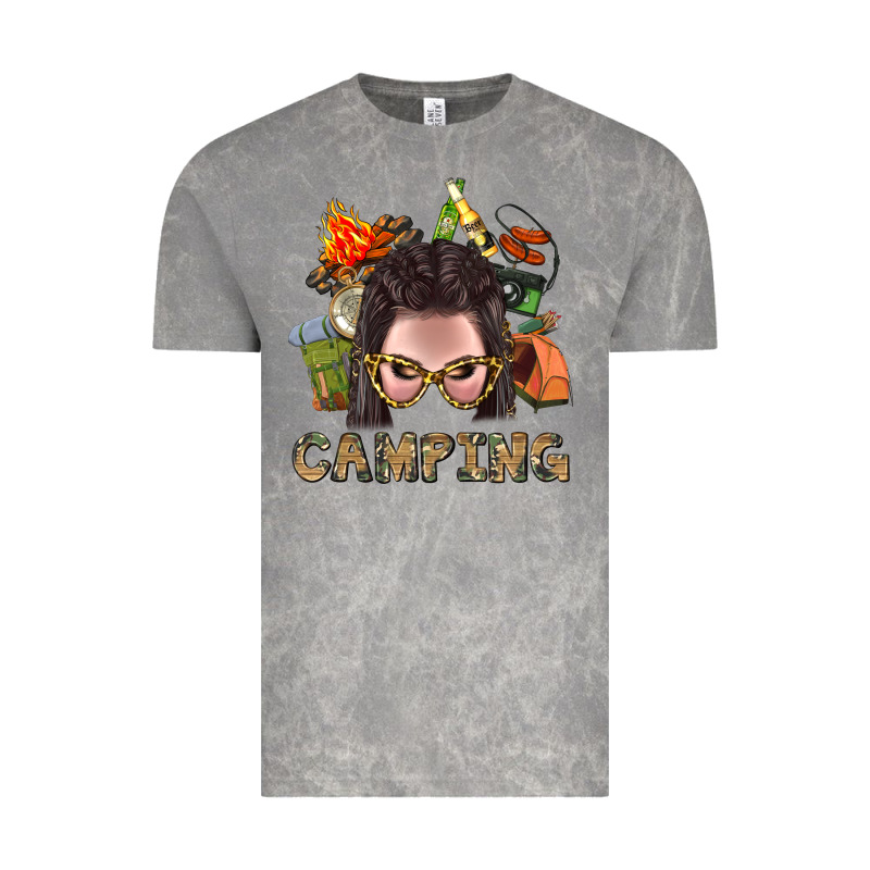 Camping Braid Hair Woman With Fire Bbs Vintage Tee by BundleAndBundleShop | Teevron