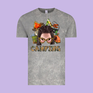Camping Braid Hair Woman With Fire Bbs Vintage Tee Designed By Bundleandbundleshop