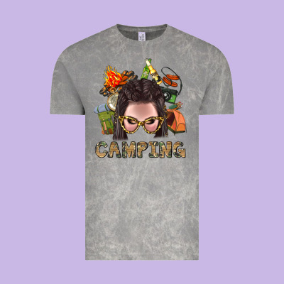 Camping Braid Hair Woman With Fire Bbs Vintage Tee Designed By Bundleandbundleshop