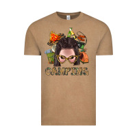 Vintage Coffee Camping Braid Hair Woman With Fire Bbs Vintage Tee - BundleAndBundleShop