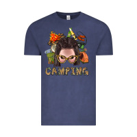 Vintage Denim Camping Braid Hair Woman With Fire Bbs Vintage Tee - BundleAndBundleShop