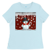 Baby Blue christmas snowman tumbler Ladies Tee - Jasminsmagicworld