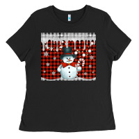 Black christmas snowman tumbler Ladies Tee - Jasminsmagicworld