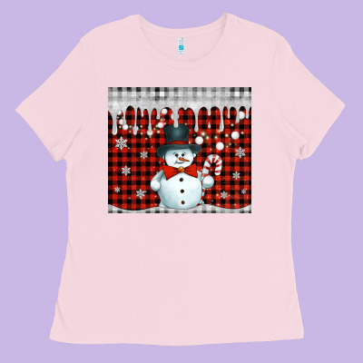Christmas Snowman Tumbler Ladies Tee Designed By Jasminsmagicworld