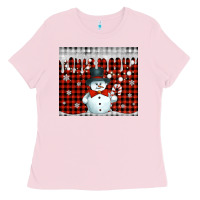 Bubblegum Pink christmas snowman tumbler Ladies Tee - Jasminsmagicworld