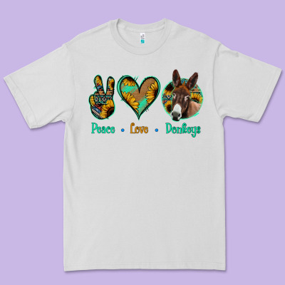 Peace Love Donkeys Premium Tee Designed By Jasminsmagicworld